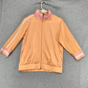 Puma Track Jacket Womens Size L Orange Pink White Short Sleeve Full Zip Logo